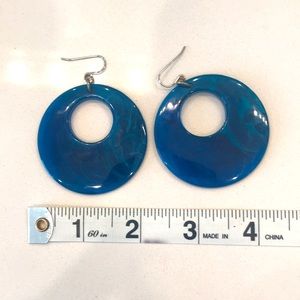 Large blue resin earrings, approx 2 inches across